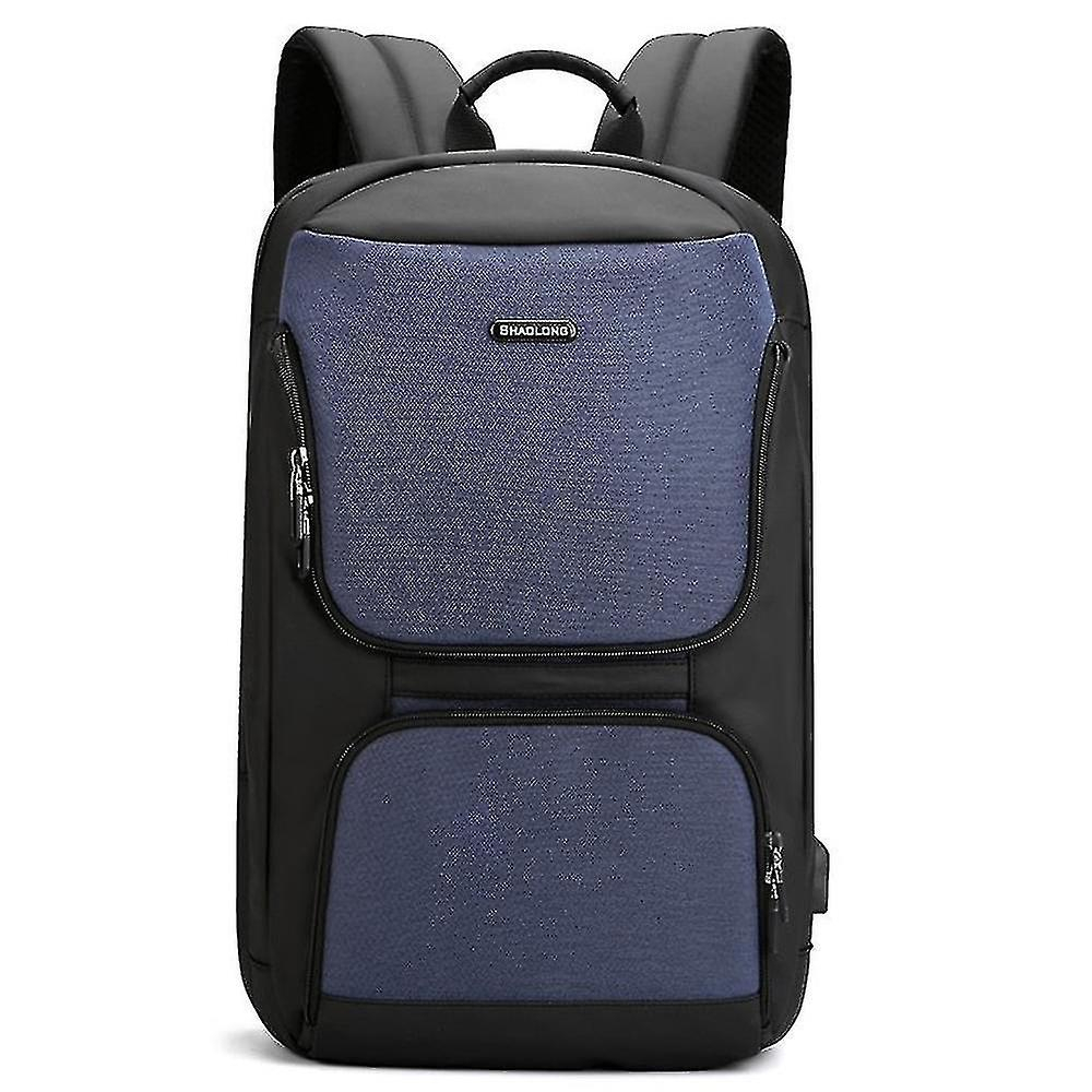 Foto 1 | Mochila Huoguo Simple Para Portátil Con Puerto Usb, Impermeable, Azul - Venta Internacional.