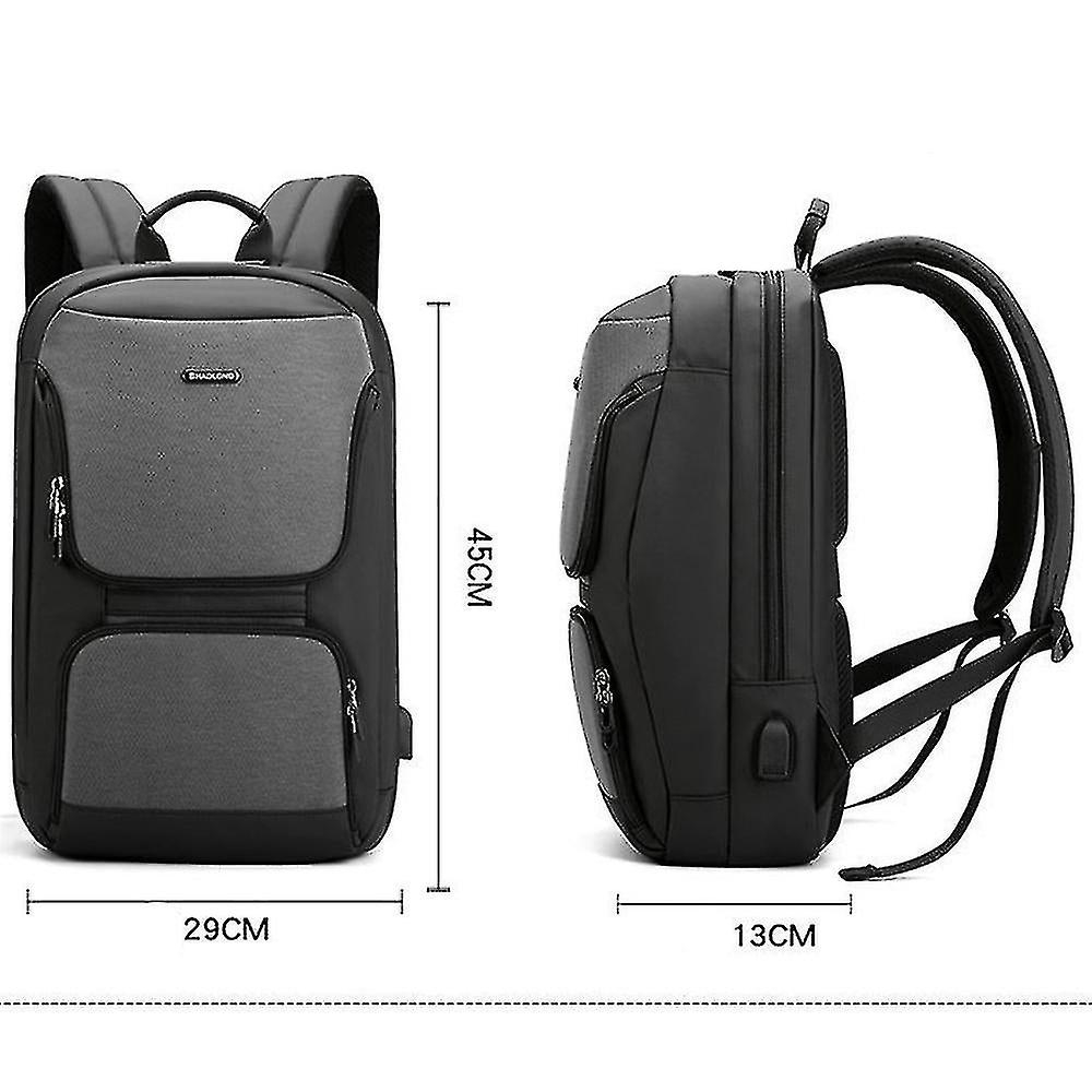 Foto 6 pulgar | Mochila Huoguo Simple Para Portátil Con Puerto Usb, Impermeable, Azul - Venta Internacional.