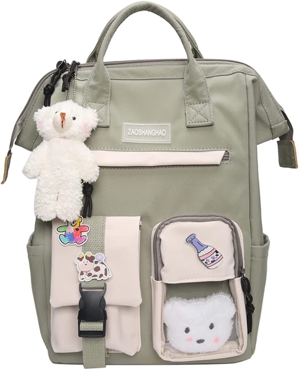 Foto 2 pulgar | Mochila Huoguo Kawaii Green Con Alfiler Y Accesorios Para Niñas - Venta Internacional.