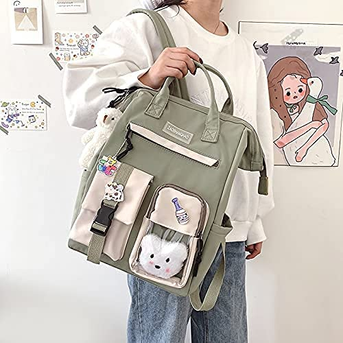 Foto 3 pulgar | Mochila Huoguo Kawaii Green Con Alfiler Y Accesorios Para Niñas - Venta Internacional.