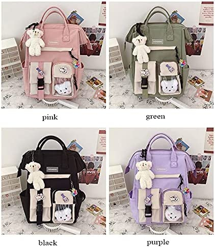 Foto 5 pulgar | Mochila Huoguo Kawaii Green Con Alfiler Y Accesorios Para Niñas - Venta Internacional.