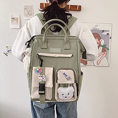 Foto 6 pulgar | Mochila Huoguo Kawaii Green Con Alfiler Y Accesorios Para Niñas - Venta Internacional.
