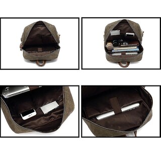 Foto 4 | Mochila Huoguo Retro De Lona Encerada Impermeable Negra 30x14x44 - Venta Internacional.