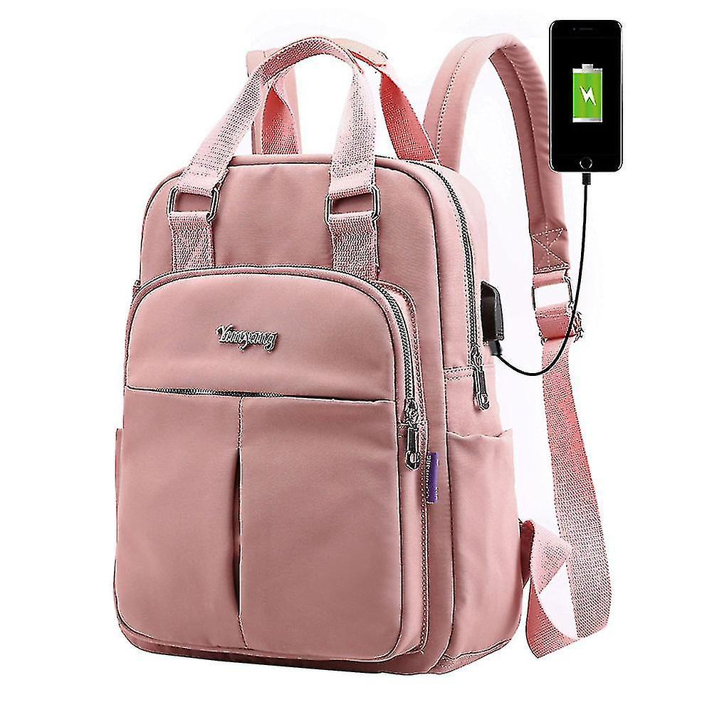 Foto 2 pulgar | Mochila Huoguo Leisure Fashion Para Mujer Con Carga Usb Rosa - Venta Internacional.