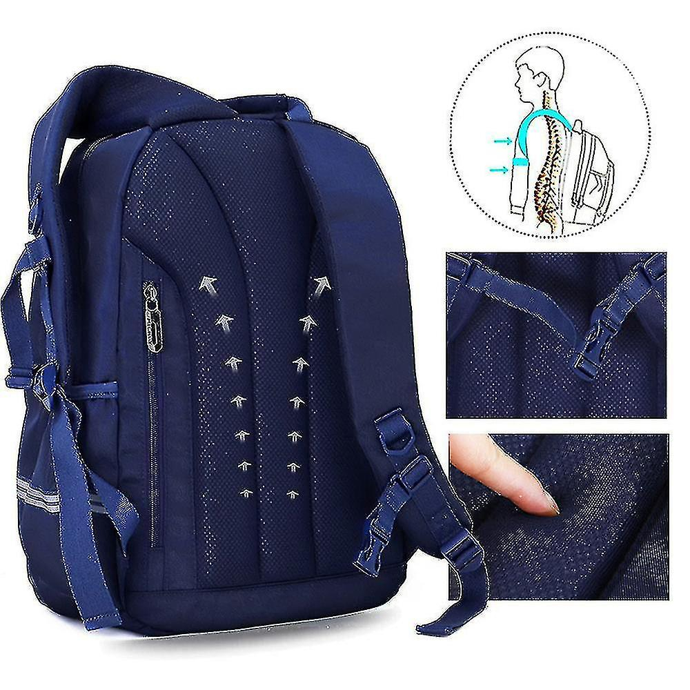 Foto 4 pulgar | Mochila Huoguo De Poliéster Azul Impermeable Para Niños De 6 A 10 Años - Venta Internacional.