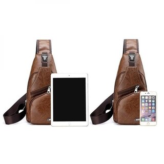 Foto 2 | Bolso De Pecho Sanlin Beans De Piel Vintage Con Puerto De Carga Usb - Venta Internacional.