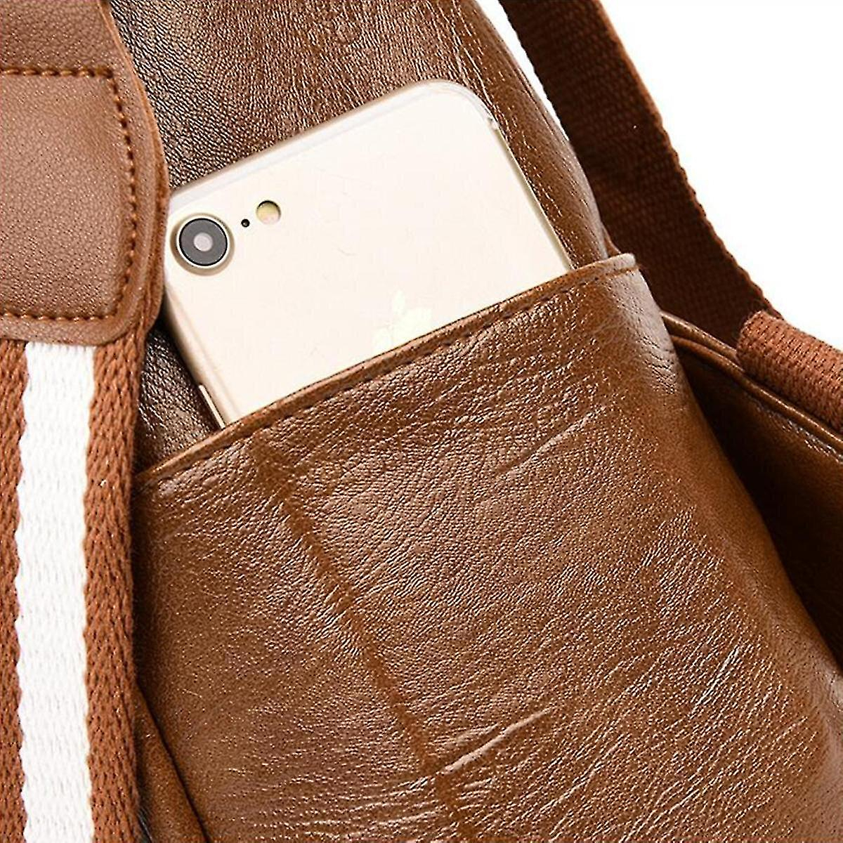 Foto 6 pulgar | Mochila Huoguo Para Mujer, Escuela, Piel Y Niñas, Color Marrón - Venta Internacional.