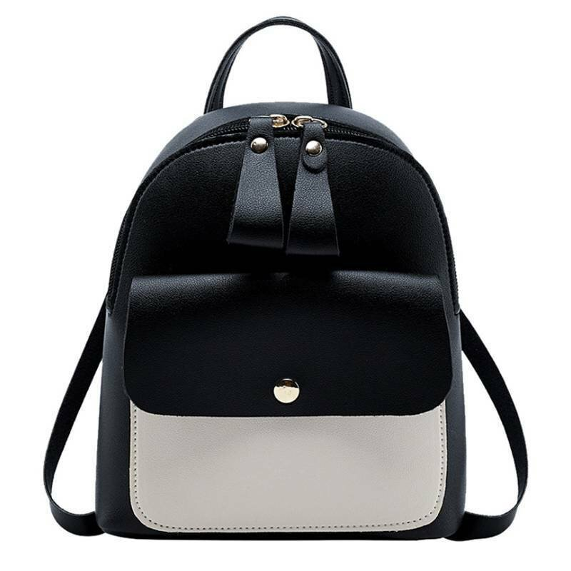 Bolso De Hombro Tipo Mochila Casual Para Mujer, Mini, Piel Sintética Negra - Venta Internacional.