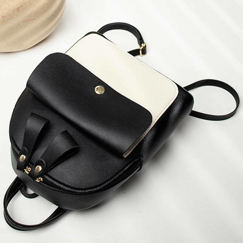 Foto 3 pulgar | Bolso De Hombro Tipo Mochila Casual Para Mujer, Mini, Piel Sintética Negra - Venta Internacional.