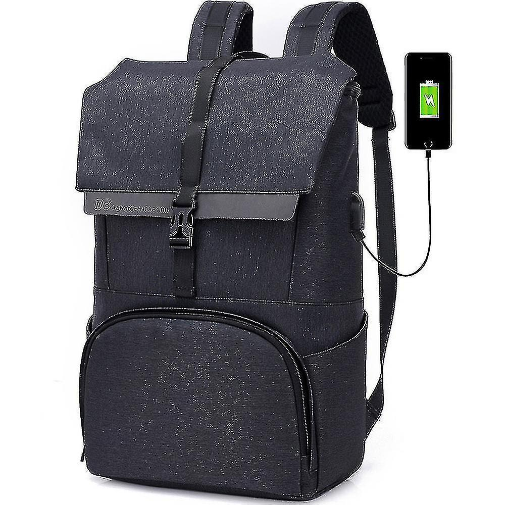 Foto 2 pulgar | Mochila Huoguo College Style Negra De Nylon Impermeable 29x15x4 - Venta Internacional.