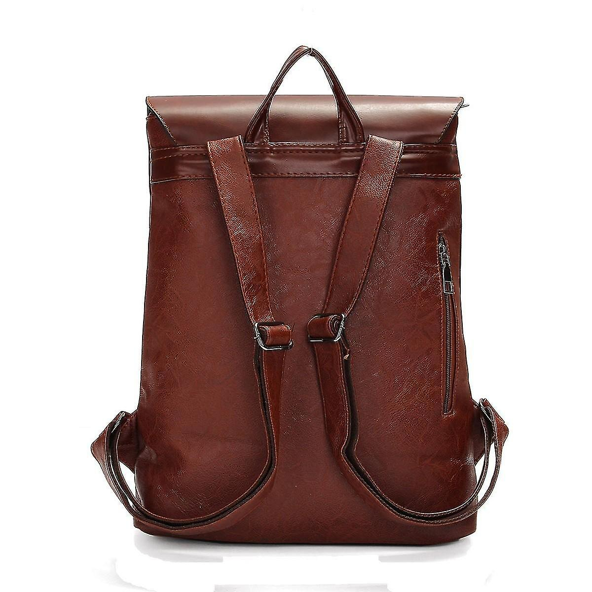 Foto 4 pulgar | Mochila Huoguo Mochila Escolar Vintage De Piel Sintética Marrón - Venta Internacional.