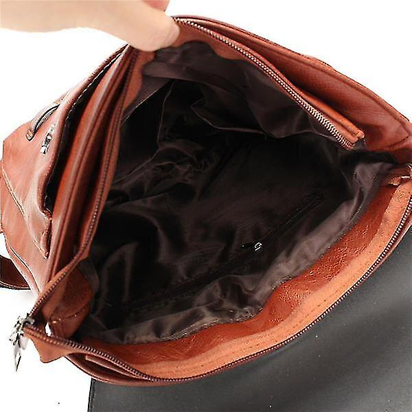 Foto 6 pulgar | Mochila Huoguo Mochila Escolar Vintage De Piel Sintética Marrón - Venta Internacional.