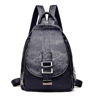 Foto 4 | Mochila Huoguo Vintage De Piel Para Mujer, Negro, Vino, Rojo, Azul - Venta Internacional.
