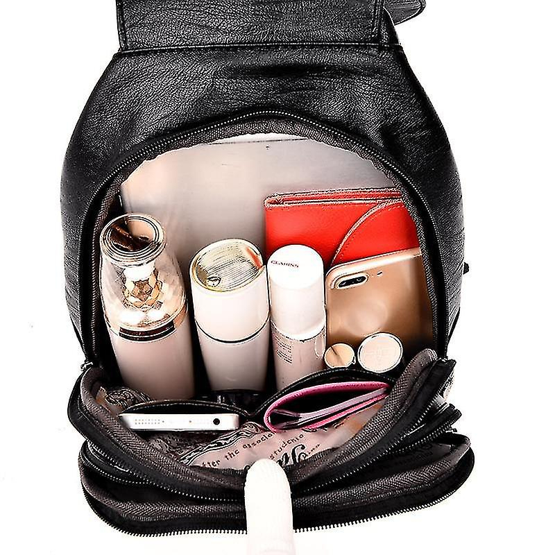 Foto 6 pulgar | Mochila Huoguo Vintage De Piel Para Mujer, Negro, Vino, Rojo, Azul - Venta Internacional.
