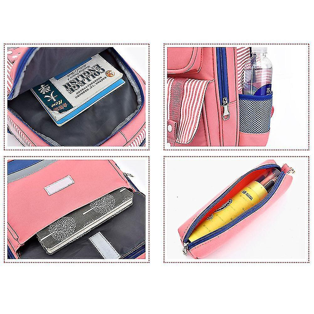 Foto 5 pulgar | Mochila Huoguo Waterproof Stripe Para Niños Rosa - Venta Internacional.