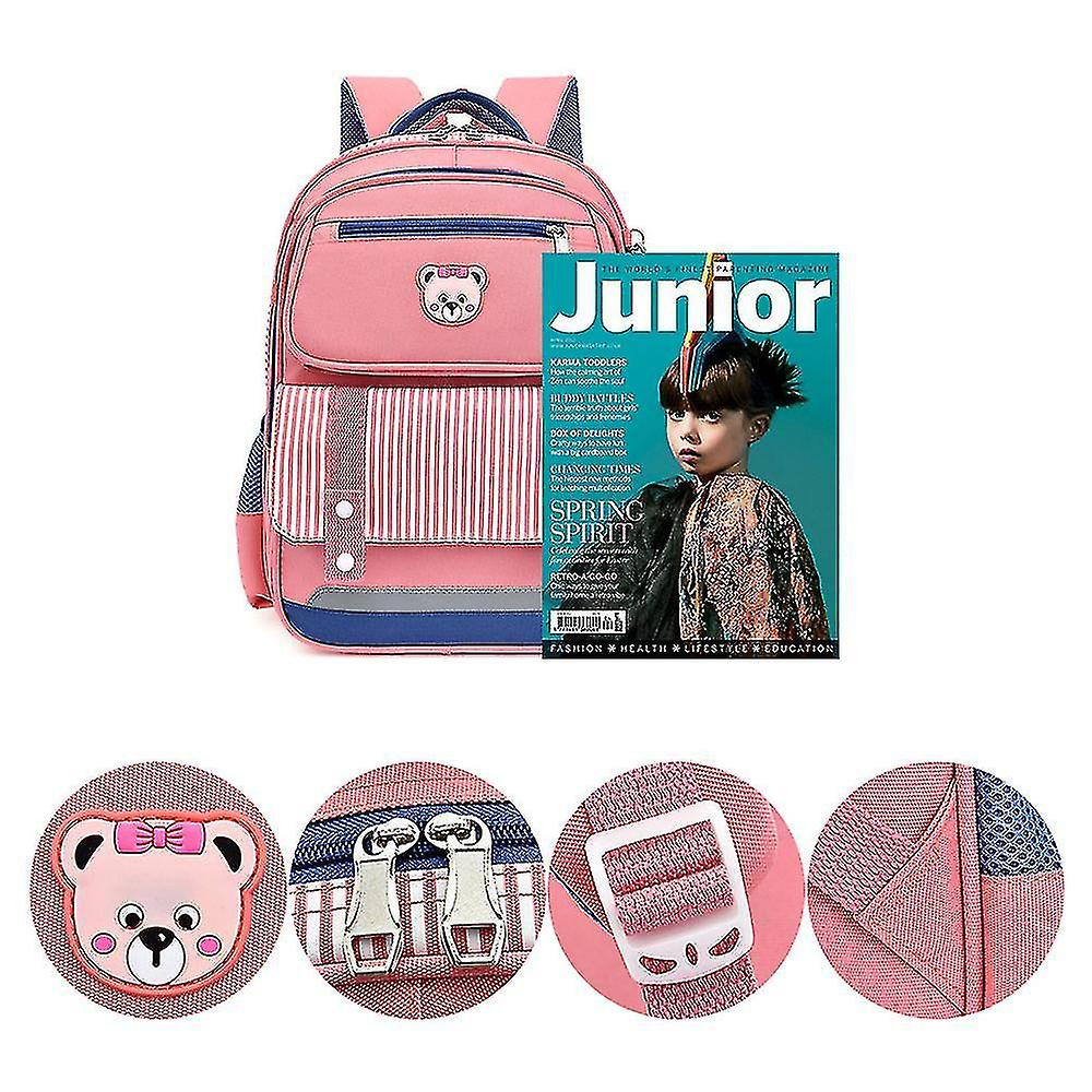 Foto 6 pulgar | Mochila Huoguo Waterproof Stripe Para Niños Rosa - Venta Internacional.