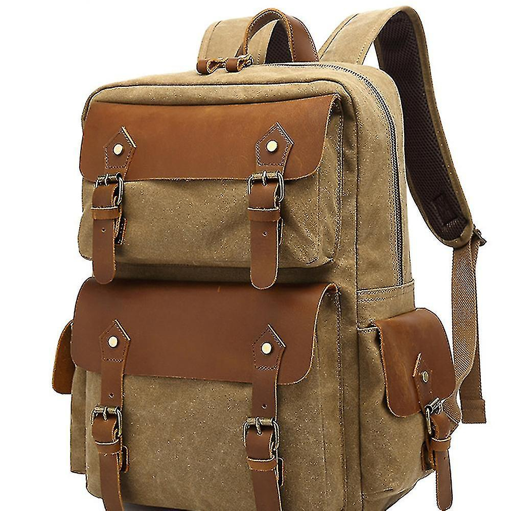 Foto 2 pulgar | Mochila Huoguo Retro De Lona Encerada Impermeable 30x14x44 Cm Kha - Venta Internacional.