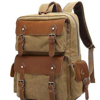 Foto 1 | Mochila Huoguo Retro De Lona Encerada Impermeable 30x14x44 Cm Kha - Venta Internacional.