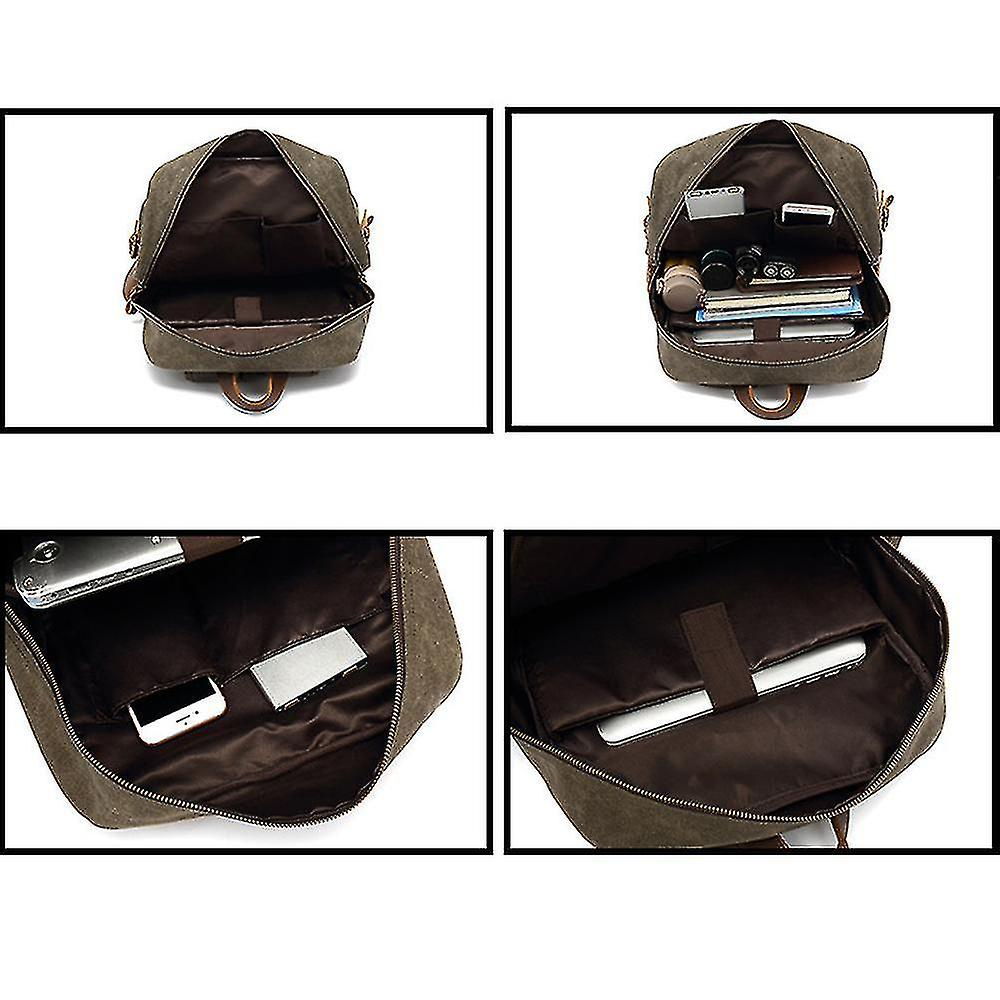 Foto 5 pulgar | Mochila Huoguo Retro De Lona Encerada Impermeable 30x14x44 Cm Kha - Venta Internacional.