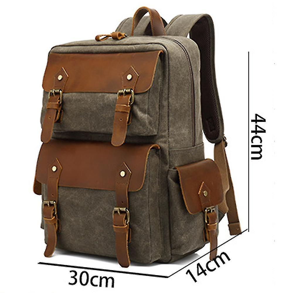 Foto 6 pulgar | Mochila Huoguo Retro De Lona Encerada Impermeable 30x14x44 Cm Kha - Venta Internacional.