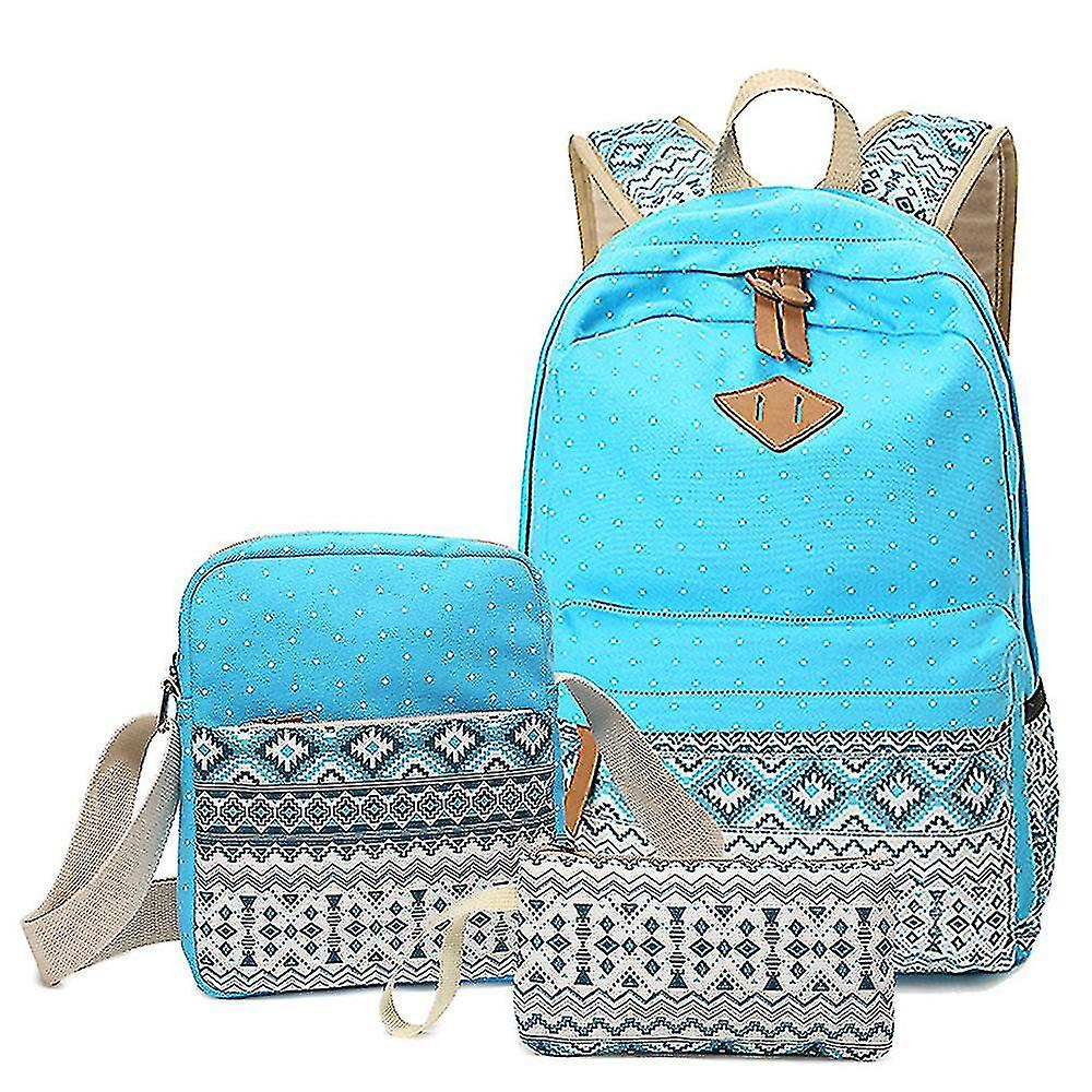 Mochila Huoguo Canvas Impermeable Para Mujer Azul Cielo - Venta Internacional.