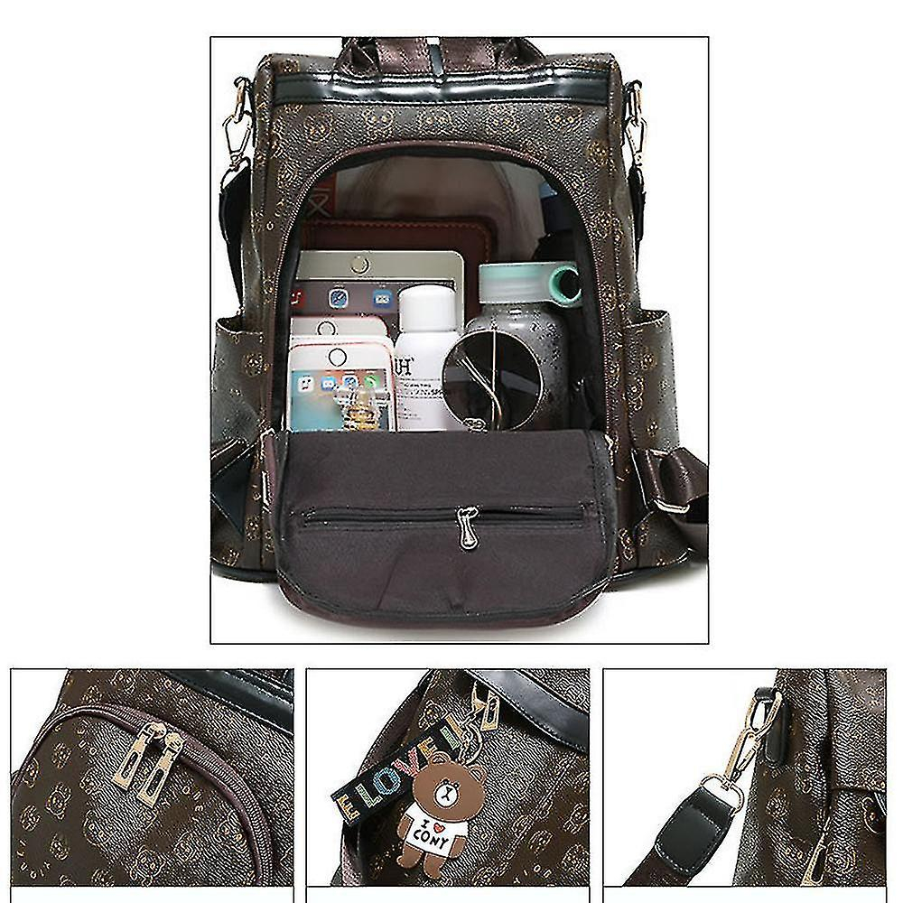 Foto 3 pulgar | Mochila Huoguo Para Mujer, Casual, Piel Sintética Suave Negra, 0,6 Kg - Venta Internacional.