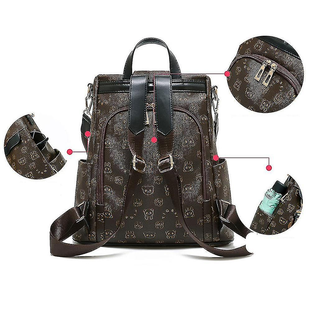 Foto 4 pulgar | Mochila Huoguo Para Mujer, Casual, Piel Sintética Suave Negra, 0,6 Kg - Venta Internacional.