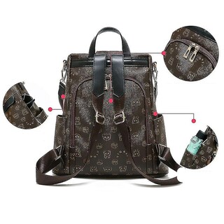 Foto 3 | Mochila Huoguo Para Mujer, Casual, Piel Sintética Suave Negra, 0,6 Kg - Venta Internacional.