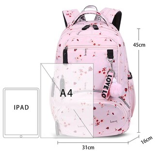 Foto 4 | Mochila Sanlin Beans Impermeable Para Niñas En Edad Escolar Rosa - Venta Internacional.