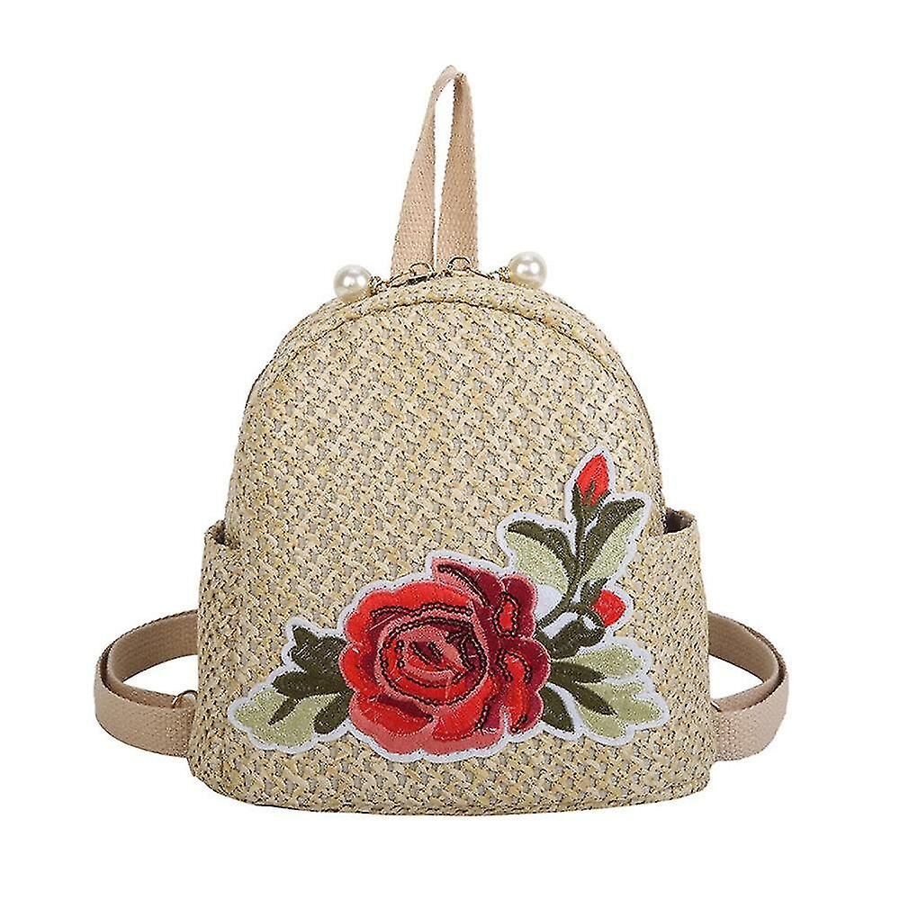 Foto 2 pulgar | Mochila Huoguo Para Mujer Tejida En Paja, Rosa, Estilo Vintage - Venta Internacional.