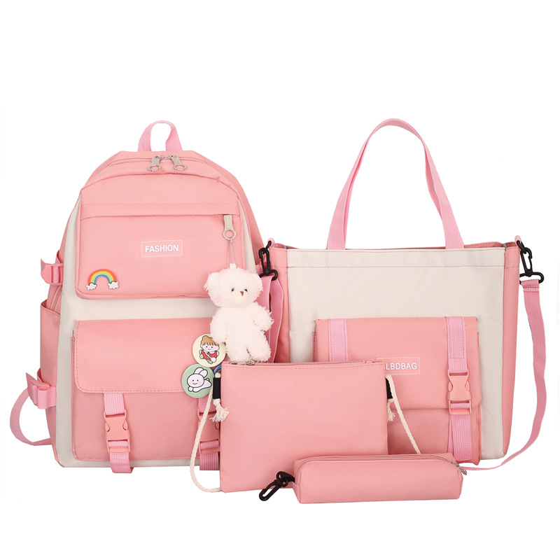 Juego De Mochilas Escolares Para Estudiantes, 5 Bolsas Para Bolígrafos, Lona Azul - Venta Internacional.