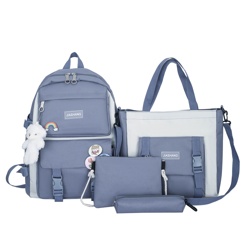 Foto 3 pulgar | Juego De Mochilas Escolares Para Estudiantes, 5 Bolsas Para Bolígrafos, Lona Azul - Venta Internacional.