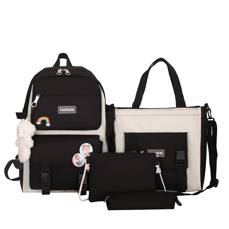 Foto 4 pulgar | Juego De Mochilas Escolares Para Estudiantes, 5 Bolsas Para Bolígrafos, Lona Azul - Venta Internacional.