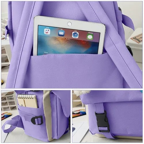 Foto 5 pulgar | Juego De Mochilas Escolares Para Estudiantes, 5 Bolsas Para Bolígrafos, Lona Azul - Venta Internacional.