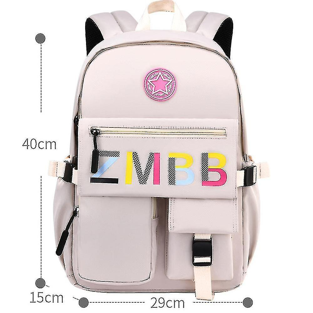 Foto 3 pulgar | Mochila Huoguo De Nailon Blanco Cremoso Impermeable Para Niñas De 6 A 12 Años - Venta Internacional.