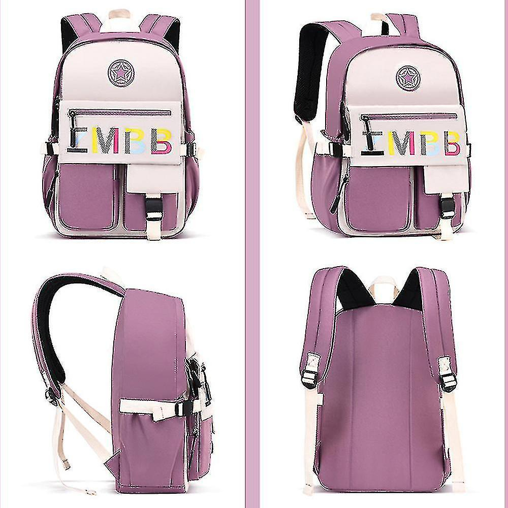 Foto 4 | Mochila Huoguo De Nailon Blanco Cremoso Impermeable Para Niñas De 6 A 12 Años - Venta Internacional.