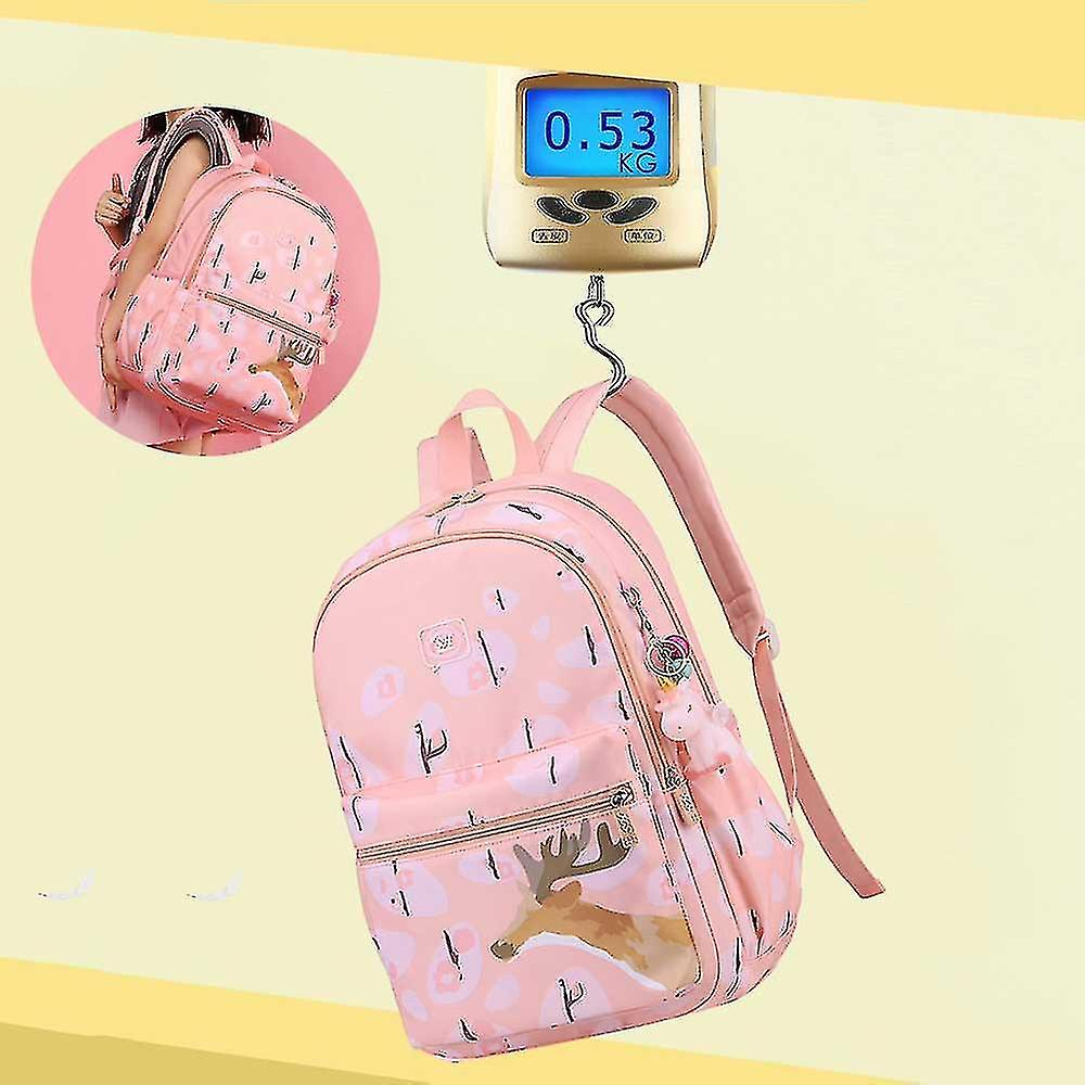 Foto 2 | Mochila Huoguo School De Nailon Impermeable Para Estudiantes Rosa - Venta Internacional.