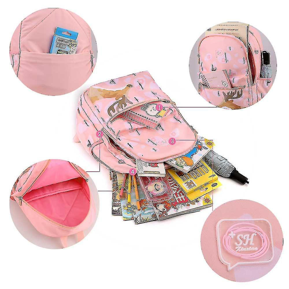 Foto 4 pulgar | Mochila Huoguo School De Nailon Impermeable Para Estudiantes Rosa - Venta Internacional.