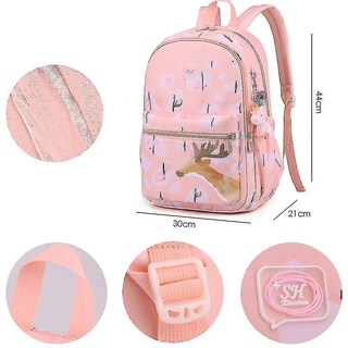 Foto 4 | Mochila Huoguo School De Nailon Impermeable Para Estudiantes Rosa - Venta Internacional.