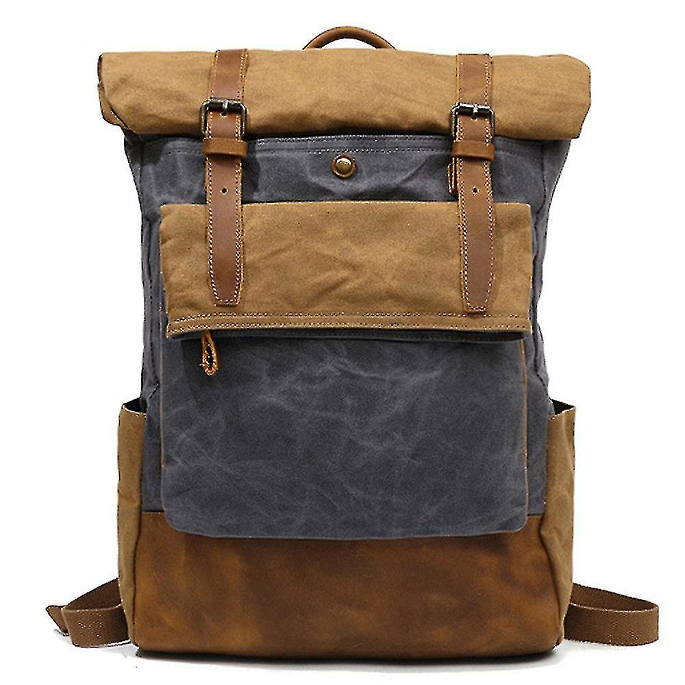 Foto 2 pulgar | Mochila Huoguo Outdoor Travel Crazy Horse Leather Gray - Venta Internacional.