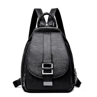Foto 1 | Mochila Huoguo Vintage De Piel Para Mujer, Negro, Vino, Rojo, Azul - Venta Internacional.