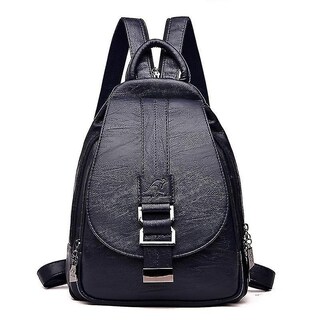 Foto 3 | Mochila Huoguo Vintage De Piel Para Mujer, Negro, Vino, Rojo, Azul - Venta Internacional.