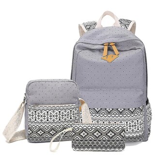 Foto 1 | Mochila Huoguo De Lona Impermeable Para Mujer Gris, Juego De 3 Piezas - Venta Internacional.