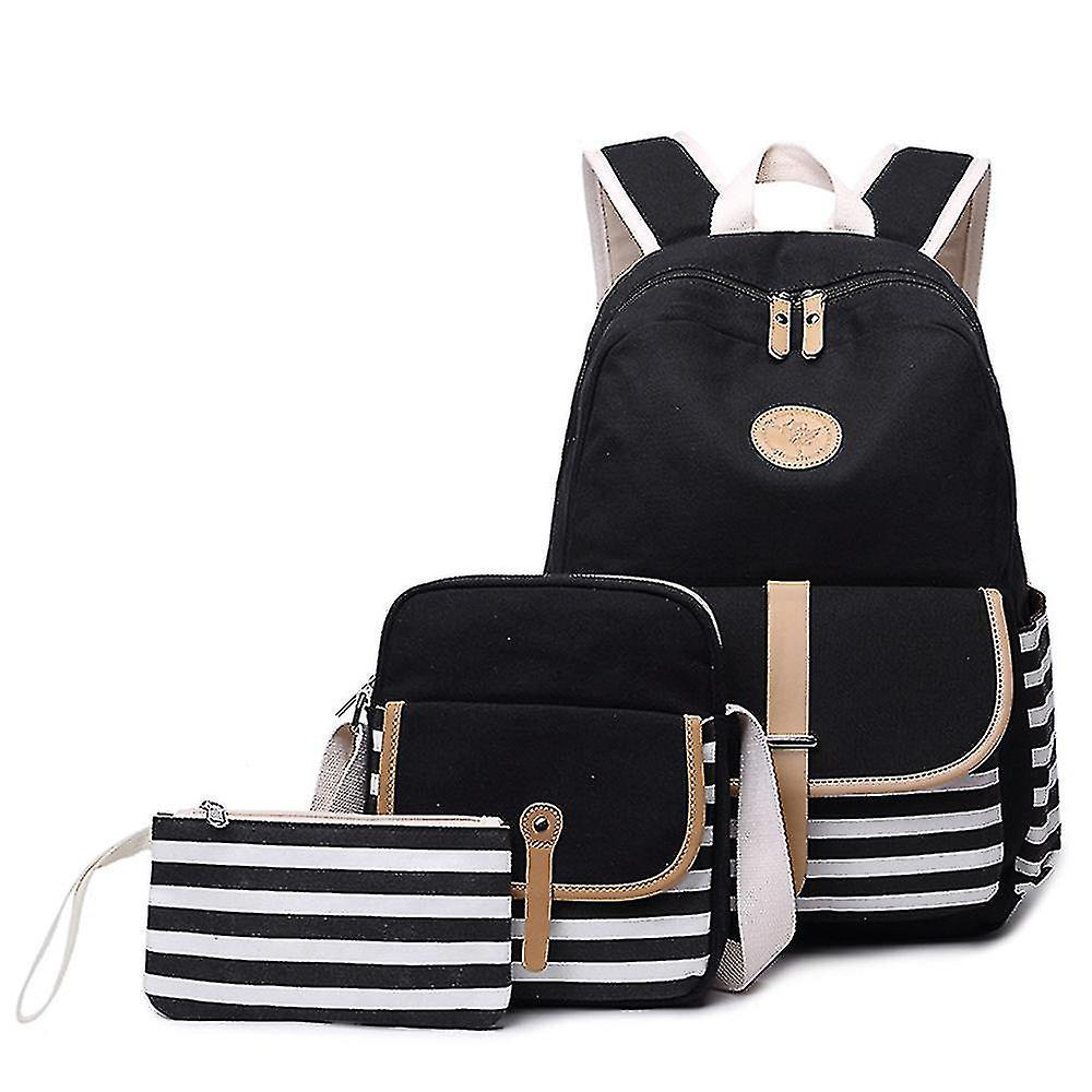 Foto 2 pulgar | Mochila Huoguo, Mochila Escolar De Lona Para Estudiantes, Negra - Venta Internacional.