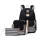 Mochila Huoguo, Mochila Escolar De Lona Para Estudiantes, Negra - Venta Internacional.
