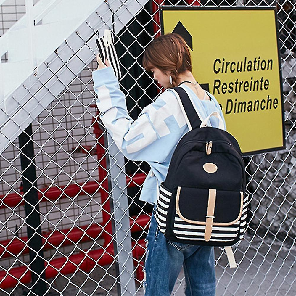 Foto 2 | Mochila Huoguo, Mochila Escolar De Lona Para Estudiantes, Negra - Venta Internacional.
