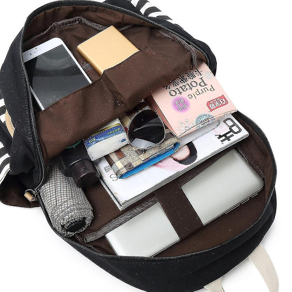 Foto 4 pulgar | Mochila Huoguo, Mochila Escolar De Lona Para Estudiantes, Negra - Venta Internacional.