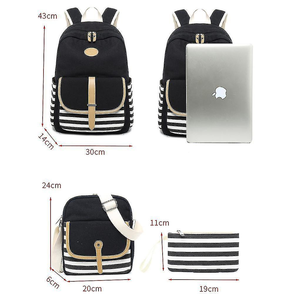 Foto 5 pulgar | Mochila Huoguo, Mochila Escolar De Lona Para Estudiantes, Negra - Venta Internacional.