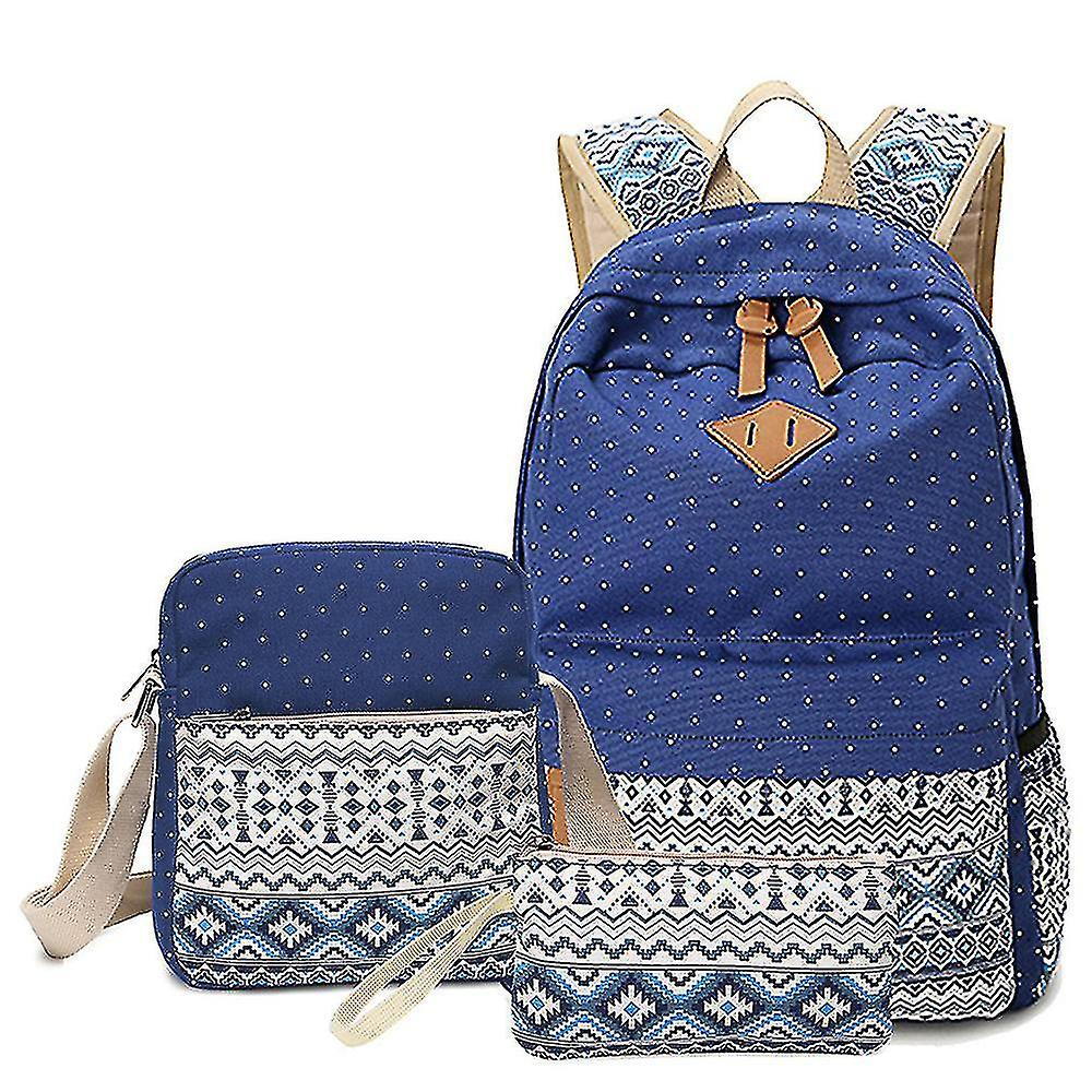 Foto 2 pulgar | Mochila Huoguo Canvas Impermeable Para Mujer Azul Real - Venta Internacional.