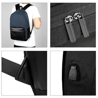 Foto 2 | Mochila Sanlin Beans Traveling To Work De Piel Sintética Negra - Venta Internacional.